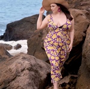 Floral front tie kimono